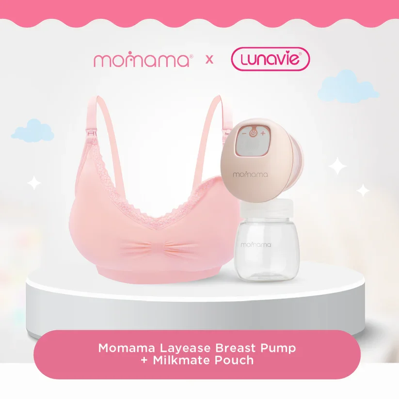 MOMAMA Layease + Lunavie Nursing Bra (Baby Pink)